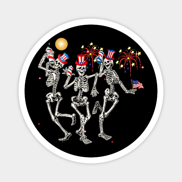 Dancing Skeleton 4th of July American Flag Magnet by marisamegan8av